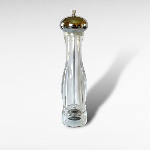 Large Tall 12” Pepper Mill Clear Acrylic & Stainless Steel Ceramic Grinder - Picture 2 of 10